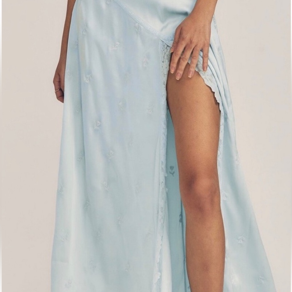 LoveShackFancy silk blue skirt